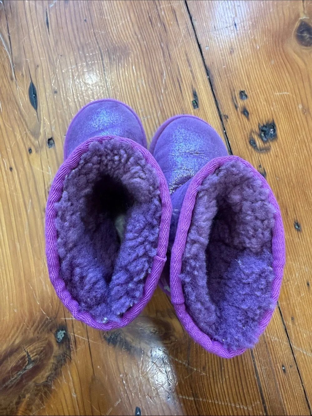 UGG Purple Suede Short Shearling Boot Shoes Toddler Kid size 9